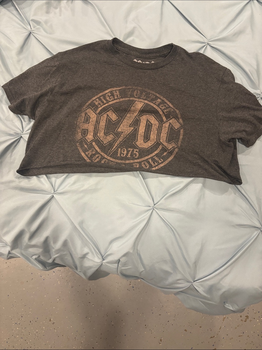 AC/DC Brown Logo cut cropped top